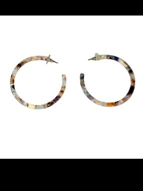 Multicolor Resin Hoop Earrings - Lightweight Women’s Hoops